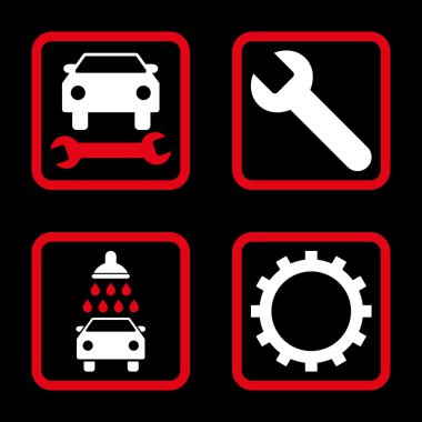 Araba Servisi düz vektör simgesi kare