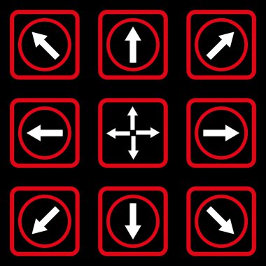 Yön okları düz kare vektör simgesi