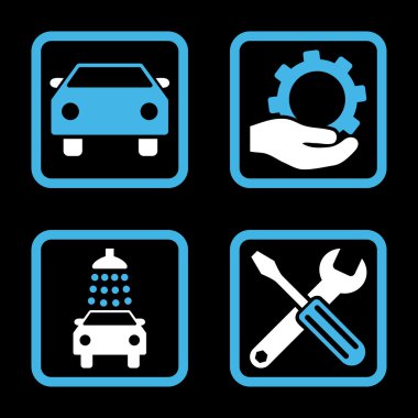 Araba Servisi düz vektör simgesi kare