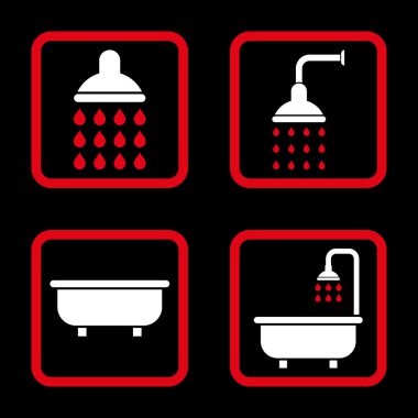 Banyo duş düz kare vektör simgesi