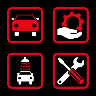 Araba Servisi düz vektör simgesi kare