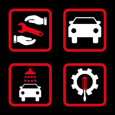 Araba Servisi düz vektör simgesi kare