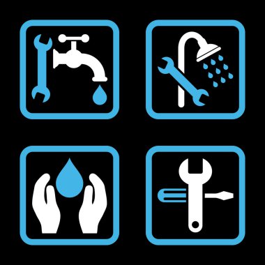 Sıhhi tesisat düz kare vektör simgesi