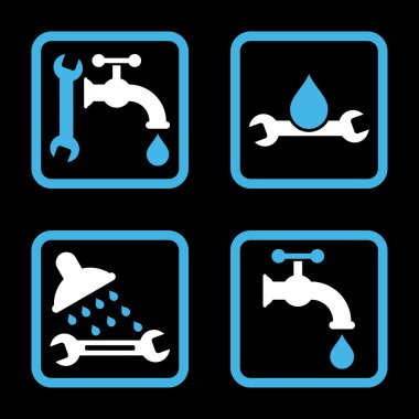 Sıhhi tesisat düz kare vektör simgesi