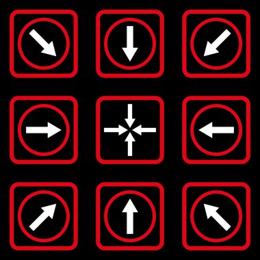 Yön okları düz kare vektör simgesi