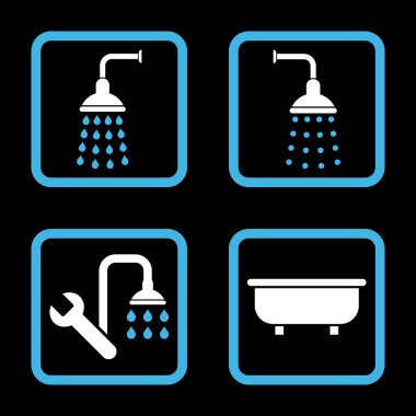 Duş banyo düz kare vektör simgesi