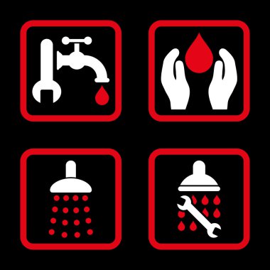 Sıhhi tesisat düz kare vektör simgesi