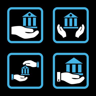 Vektör simge banka hizmet düz kare