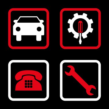 Araba Servisi düz vektör simgesi kare