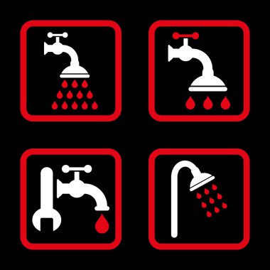 Duş sıhhi tesisat düz kare vektör simgesi