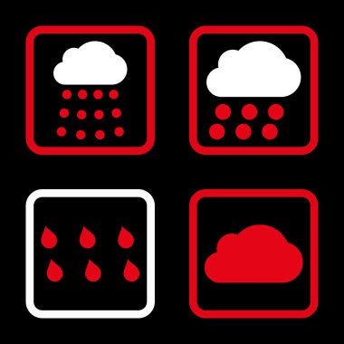 Yağmur bulutları düz kare vektör simgesi