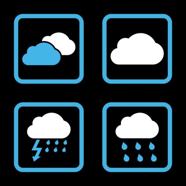 Yağmur bulutları düz kare vektör simgesi