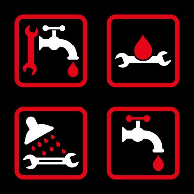 Sıhhi tesisat düz kare vektör simgesi