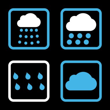 Yağmur bulutları düz kare vektör simgesi