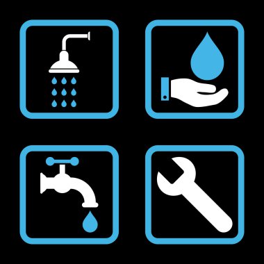 Sıhhi tesisat düz kare vektör simgesi