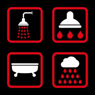 Duş banyo düz kare vektör simgesi