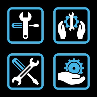 Düz kare vektör simgesi hizmet araçları