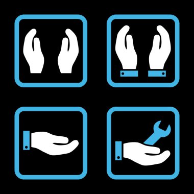 Bakım el düz kare vektör simgesi