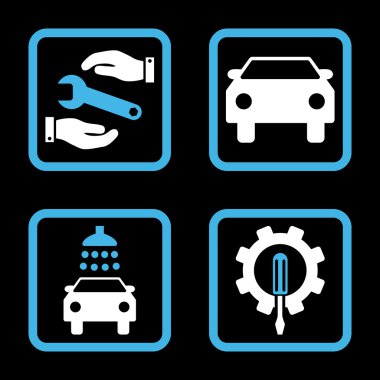 Araba Servisi düz vektör simgesi kare