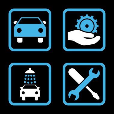 Araba Servisi düz vektör simgesi kare