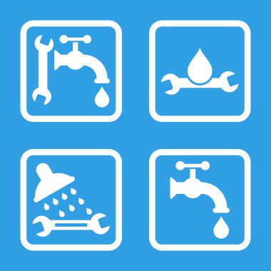 Sıhhi tesisat düz kare vektör simgesi