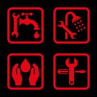 Sıhhi tesisat düz kare vektör simgesi