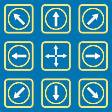 Yön okları düz kare vektör simgesi
