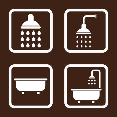 Banyo duş düz kare vektör simgesi