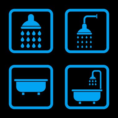 Banyo duş düz kare vektör simgesi