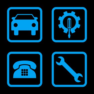 Araba Servisi düz vektör simgesi kare