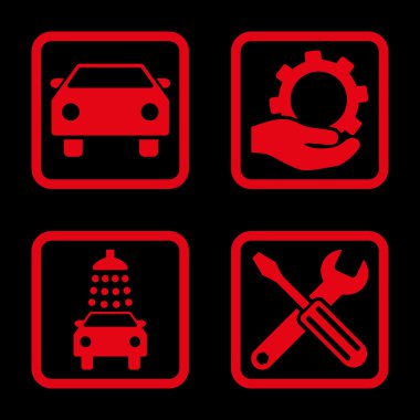 Araba Servisi düz vektör simgesi kare