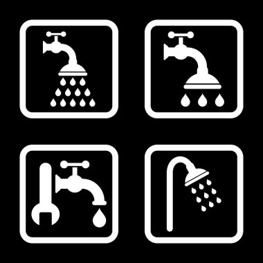 Duş sıhhi tesisat düz kare vektör simgesi