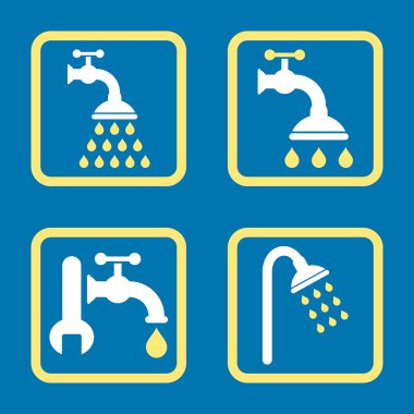 Duş sıhhi tesisat düz kare vektör simgesi