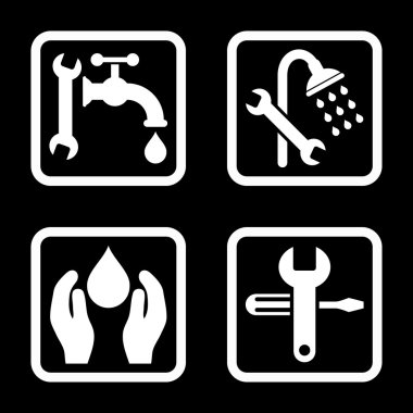 Sıhhi tesisat düz kare vektör simgesi