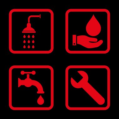 Sıhhi tesisat düz kare vektör simgesi