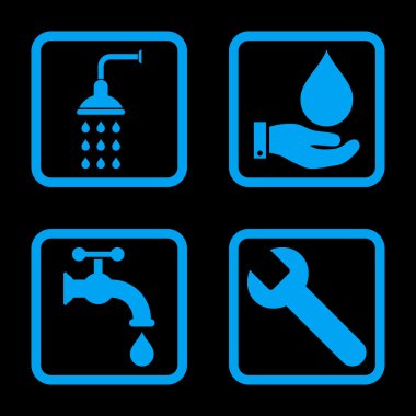 Sıhhi tesisat düz kare vektör simgesi