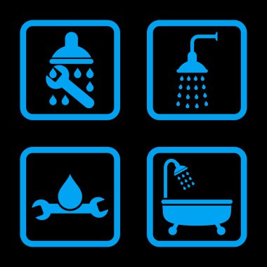 Sıhhi tesisat düz kare vektör simgesi