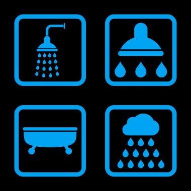 Duş banyo düz kare vektör simgesi