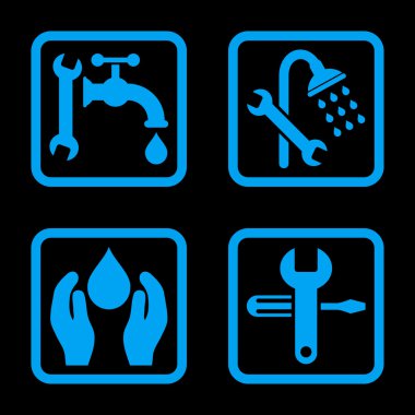 Sıhhi tesisat düz kare vektör simgesi