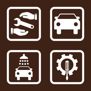 Araba Servisi düz vektör simgesi kare