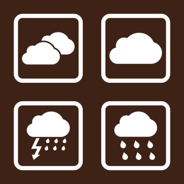 Yağmur bulutları düz kare vektör simgesi