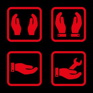 Bakım el düz kare vektör simgesi