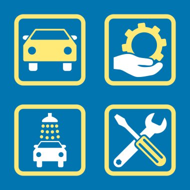 Araba Servisi düz vektör simgesi kare