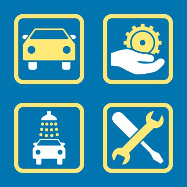 Araba Servisi düz vektör simgesi kare