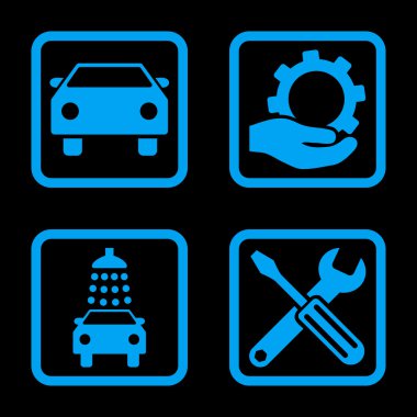 Araba Servisi düz vektör simgesi kare