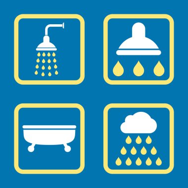 Duş banyo düz kare vektör simgesi