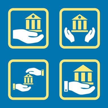 Vektör simge banka hizmet düz kare