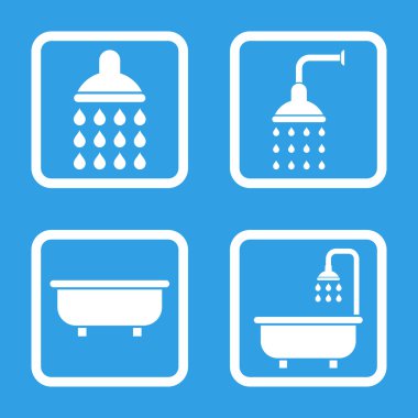 Banyo duş düz kare vektör simgesi