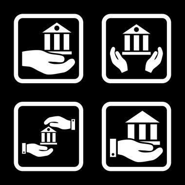Vektör simge banka hizmet düz kare