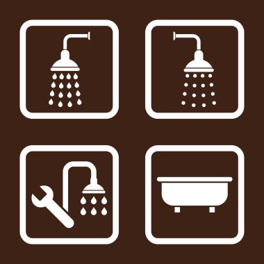 Duş banyo düz kare vektör simgesi